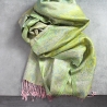 Indian cotton scarf embroidered pink and green