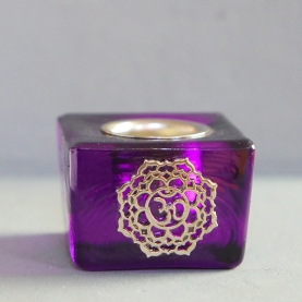 Bougeoir indien en verre violet OM