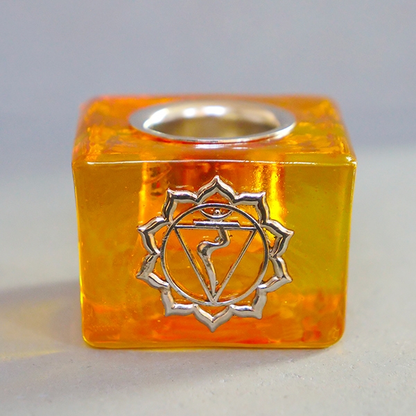 Indian glass candle stand Chakra of the solar plexus yellow
