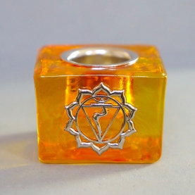 Indian glass candle stand Chakra of the solar plexus yellow