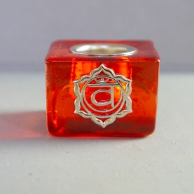 Indian glass candle stand Chakra of the sacrum orange
