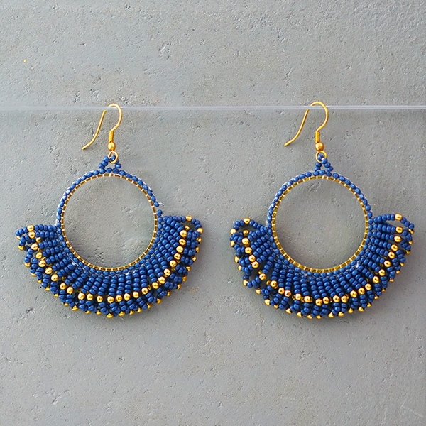 Indian ethnic earrings with pearls blue color