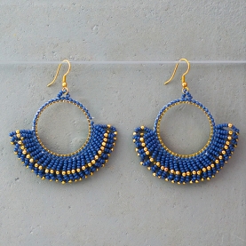 Boucles d'oreilles indiennes ethniques perles bleues