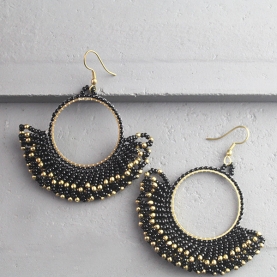 Boucles d'oreilles indiennes ethniques perles noires