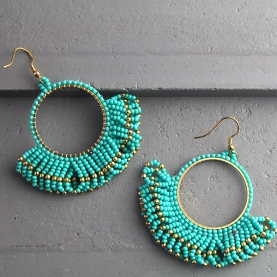 Indian ethnic earrings with pearls turquoise color