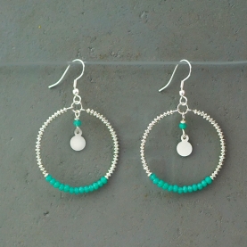 Boucles d'oreilles indiennes perles en verre vertes