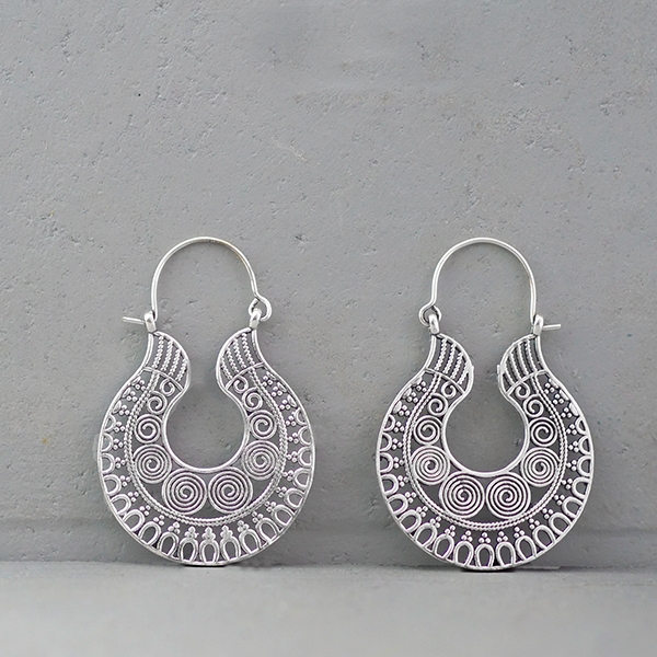 Indian ethnic earrings silver metal