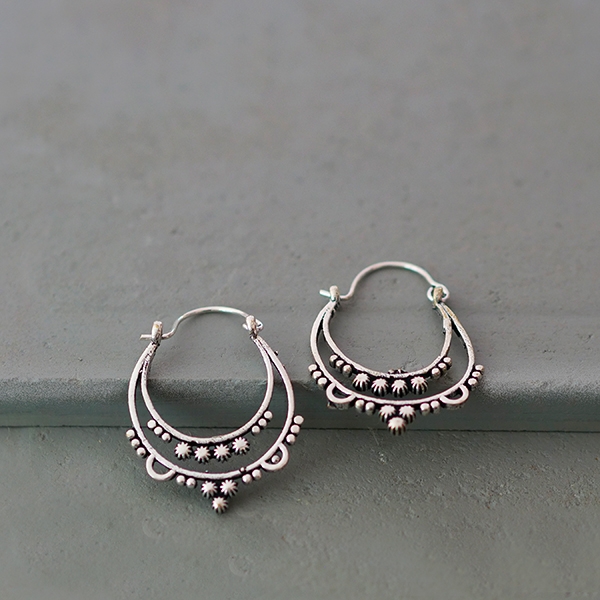 Indian ethnic earrings silver metal