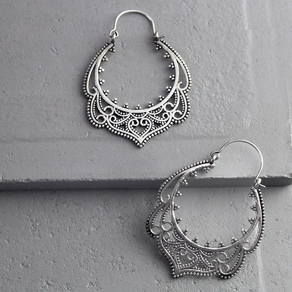 Indian ethnic earrings silver metal