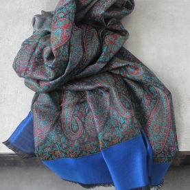 Indian Jamawar cotton scarf blue and cyan