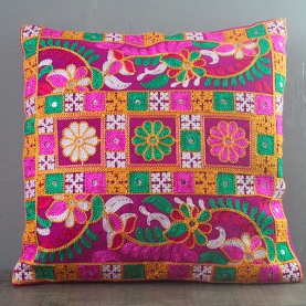 Indian cushion cover embroidered pink L40