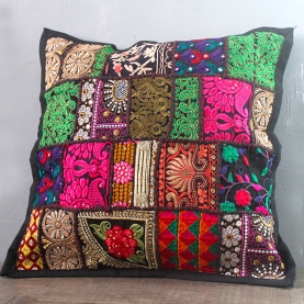 Indian cushion cover Patchwork black L42