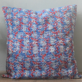 Housse de coussin indienne Kantha bleu L40