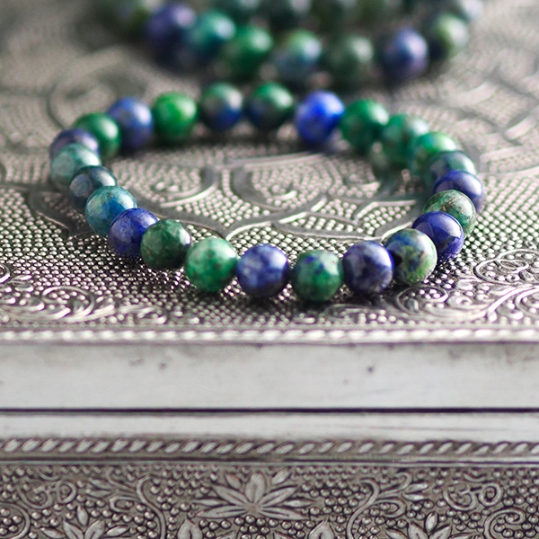 Bracelet pierres Azurite et Malachite Ø0.8