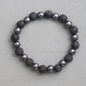 Bracelet with Hematite and lava stones Ø8mm