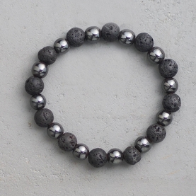 Bracelet Hématite et Pierres de lave Ø8mm