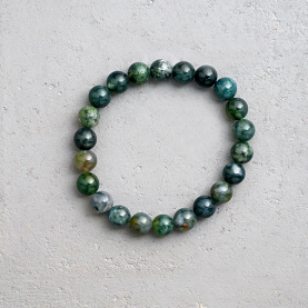 Bracelet with Moss agate stones Ø8mm