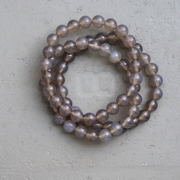 Bracelet with Grey agate stones Ø8mm
