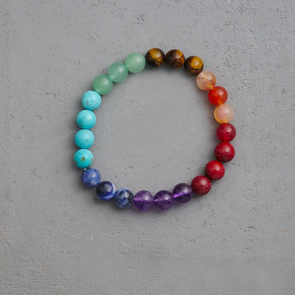 Bracelet indien perles 7 chakras Ø8mm