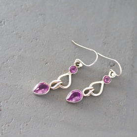 Boucles d'oreilles indiennes argent et améthystes