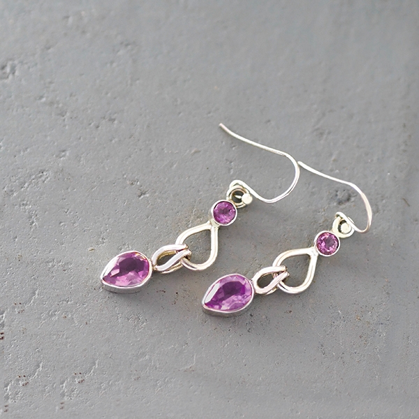 Boucles d'oreilles indiennes argent et améthystes