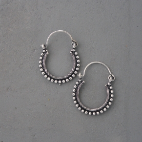 Boucles d'oreilles indiennes ethniques métal argenté