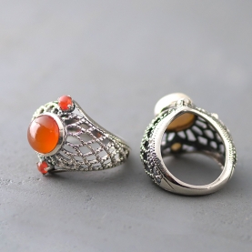 Bague indienne argent et cornalines