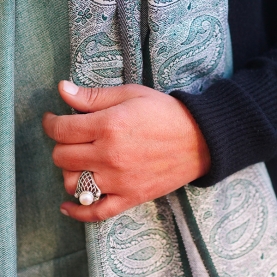 Indian silver ring and pearls