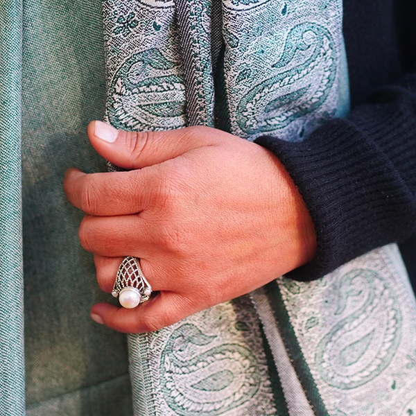 Bague indienne argent et perles