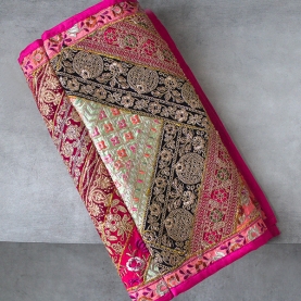 Tissu mural indien patchwork Zari rose