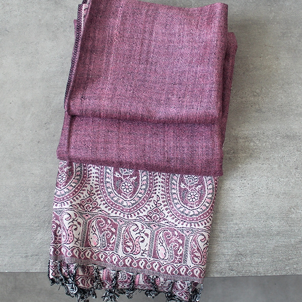Indian cotton 2 sides scarf pink and white colors