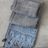 Echarpe indienne en coton réversible bleue et grise