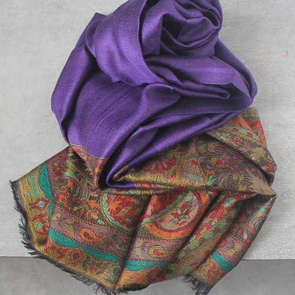 Indian Jamawar cotton scarf purple color