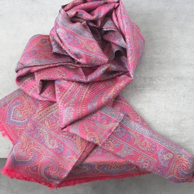Indian scarf mangoes design pink and cyan