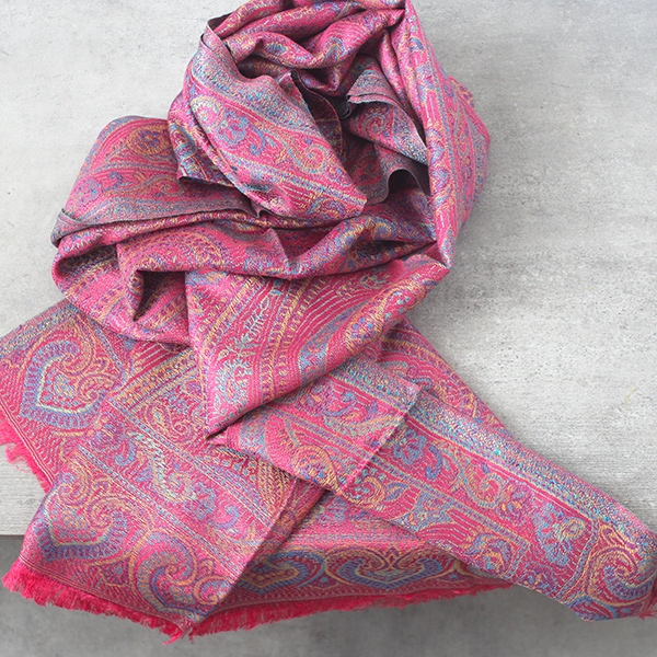 Indian scarf mangoes design pink and cyan