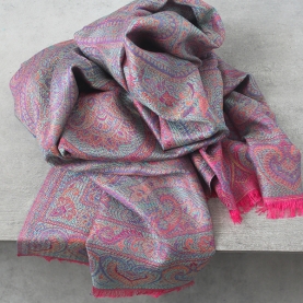 Indian scarf mangoes design pink and cyan