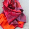 Echarpe indienne en coton tissé Jamawar rouge et orange