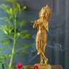 Statue dieu hindou Krishna doré en résine