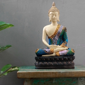 Statue Bouddha thaï en méditation mosaïque