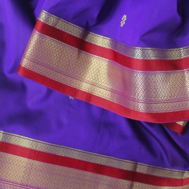 Indian saree satin fabric Blue and maroon