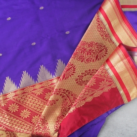 Indian saree Blue and maroon