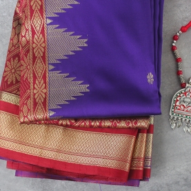 Indian saree Blue and maroon