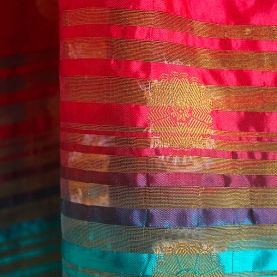 Indian saree Red and cyan