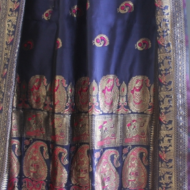 Saree indien bleu et rose