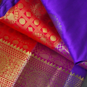 Saree indien complet violet et rouge