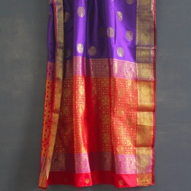 Saree indien complet violet et rouge