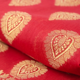 Saree indien complet coton rouge et doré