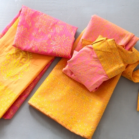 Indian cotton skirt Sanganeri print pink and orange