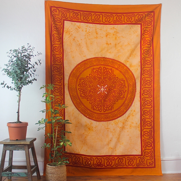 Indian handcrafted cotton wall hanging Batik orange