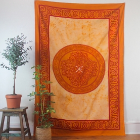 Indian handcrafted cotton wall hanging Batik orange
